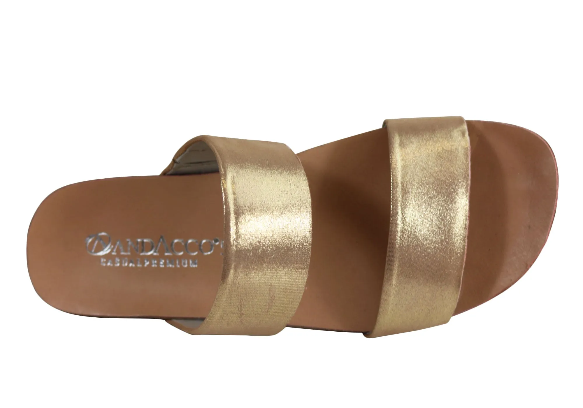 Andacco Mirage Womens Comfy Leather Flat Sandals Slides Made In Brazil Andacco Shoes