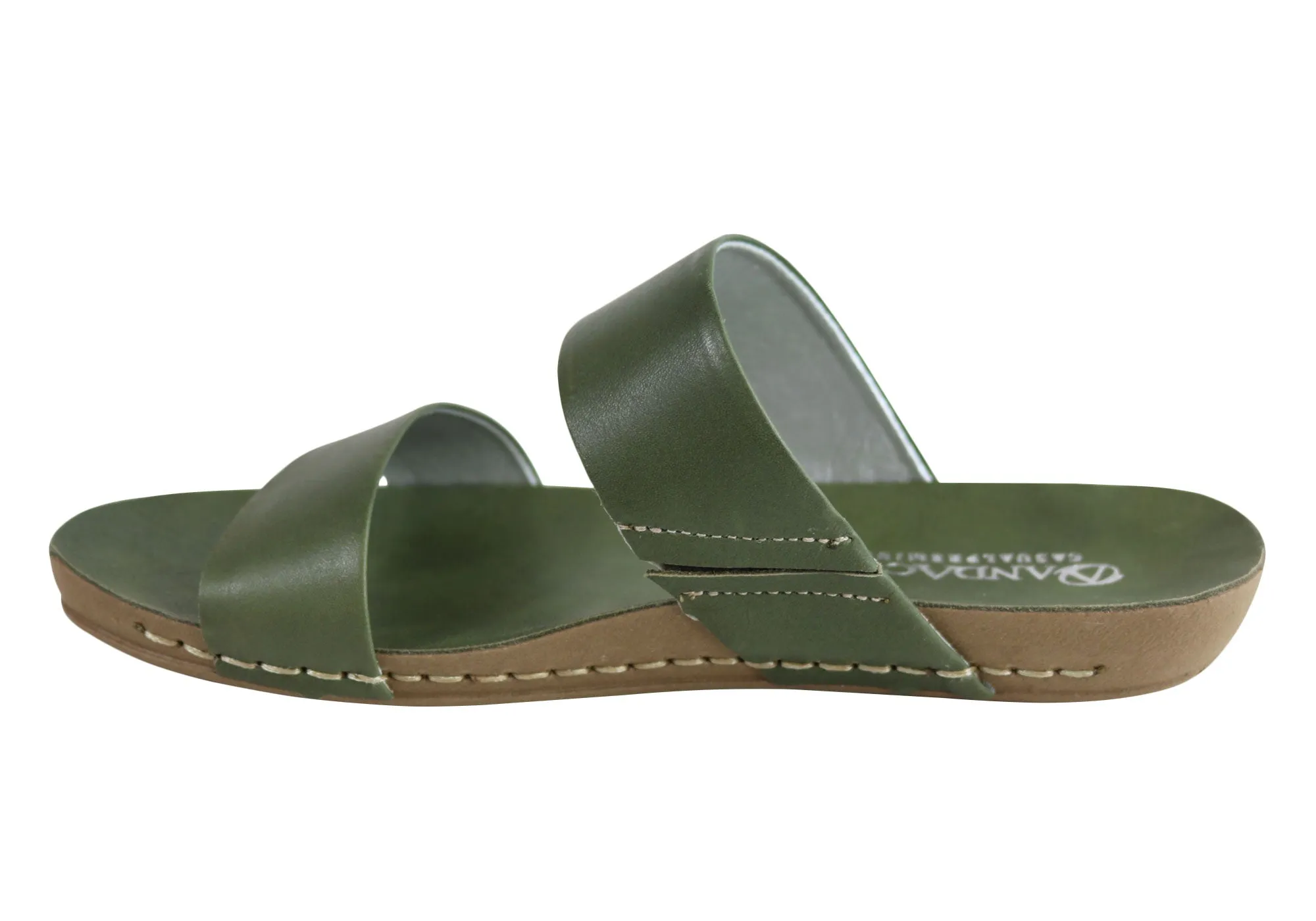 Andacco Mirage Womens Comfy Leather Flat Sandals Slides Made In Brazil Andacco Shoes