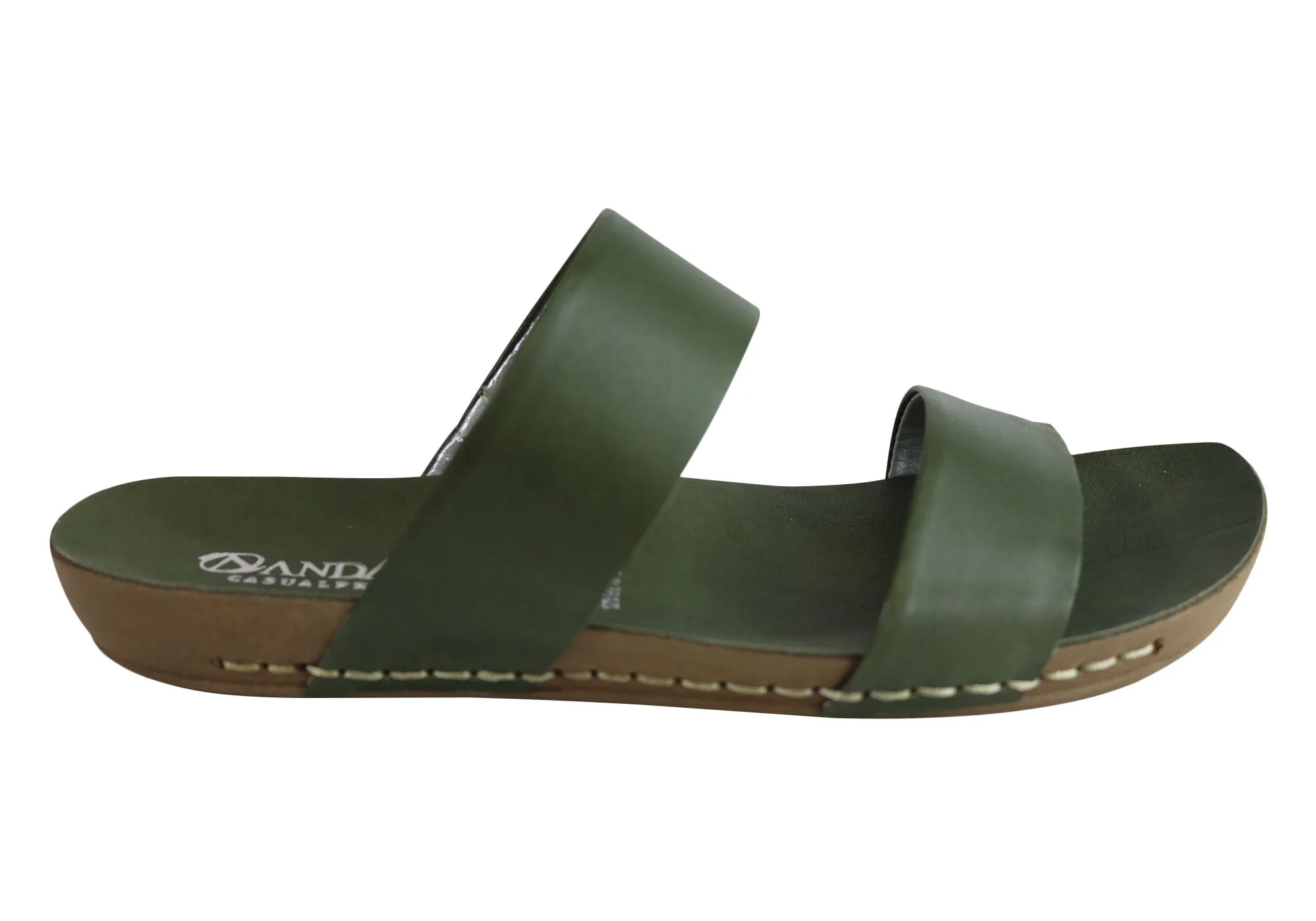 Andacco Mirage Womens Comfy Leather Flat Sandals Slides Made In Brazil Andacco Shoes