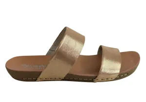 Andacco Mirage Womens Comfy Leather Flat Sandals Slides Made In Brazil Andacco Shoes
