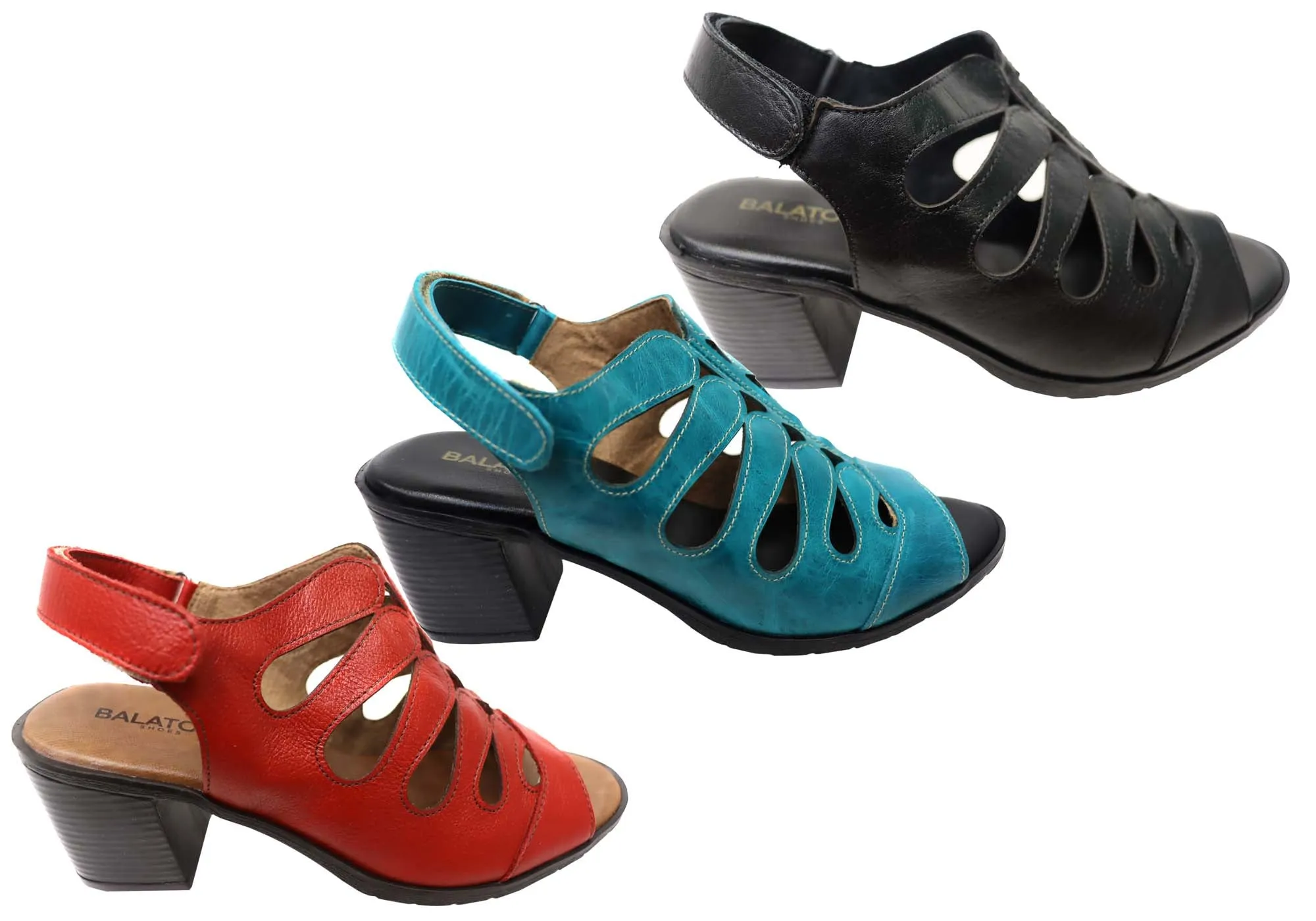 Balatore Cecillia Womens Comfort Brazilian Leather Mid Heel Sandals Balatore Shoes