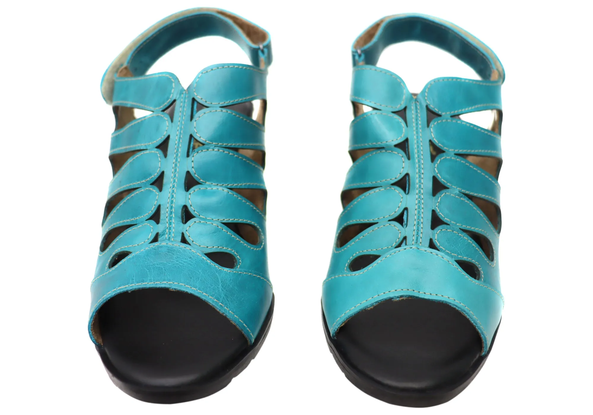 Balatore Cecillia Womens Comfort Brazilian Leather Mid Heel Sandals Balatore Shoes