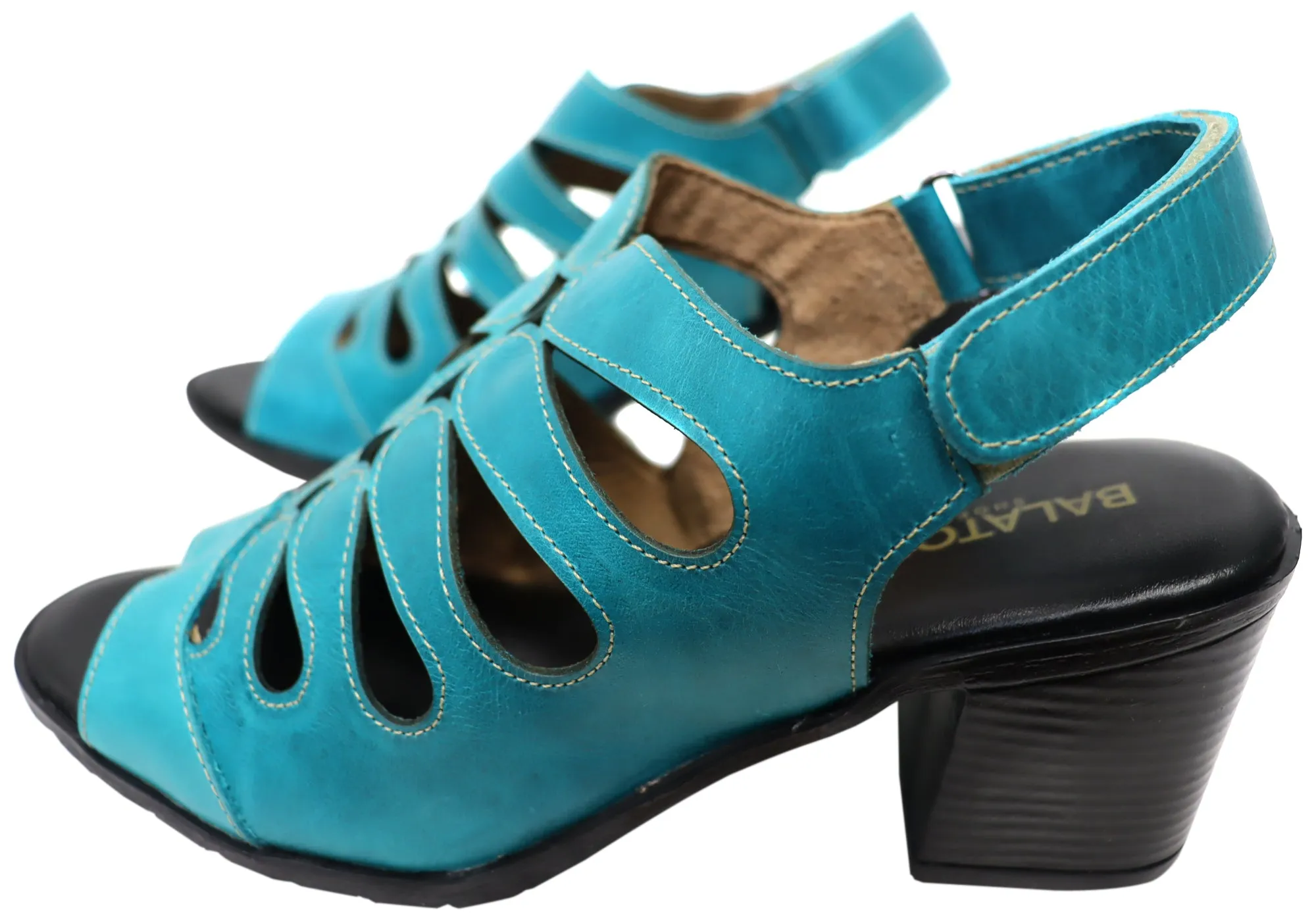 Balatore Cecillia Womens Comfort Brazilian Leather Mid Heel Sandals Balatore Shoes