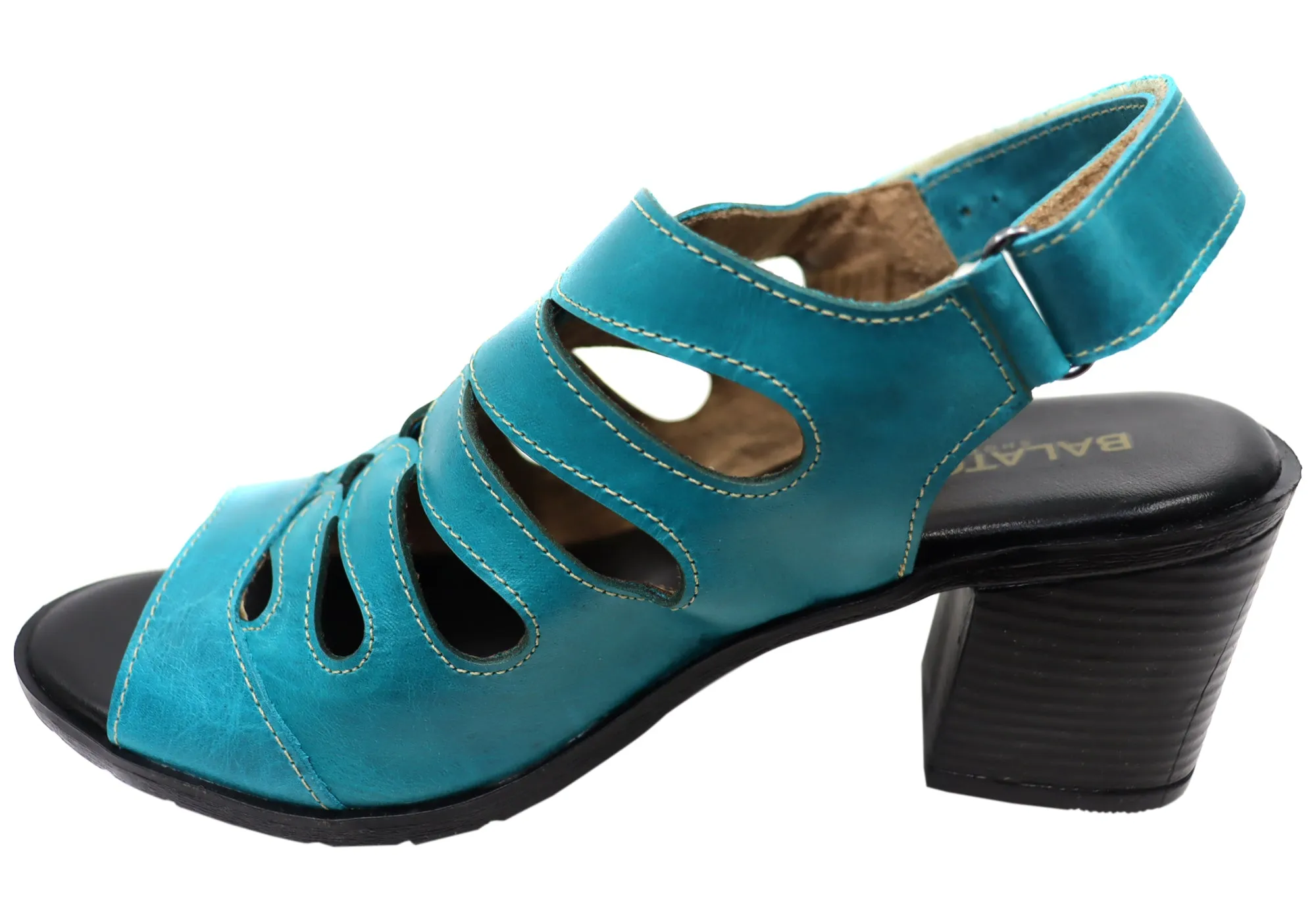 Balatore Cecillia Womens Comfort Brazilian Leather Mid Heel Sandals Balatore Shoes