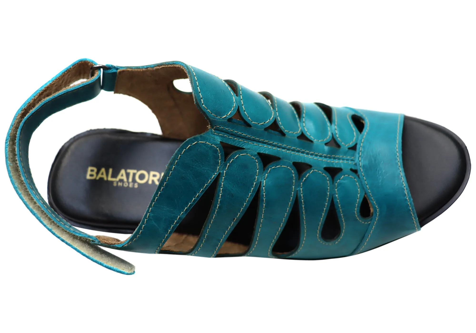 Balatore Cecillia Womens Comfort Brazilian Leather Mid Heel Sandals Balatore Shoes