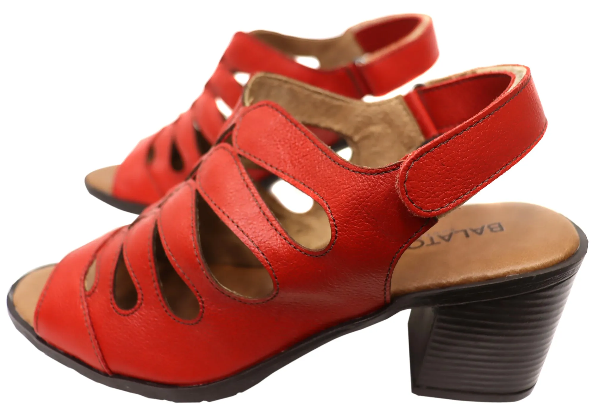 Balatore Cecillia Womens Comfort Brazilian Leather Mid Heel Sandals Balatore Shoes