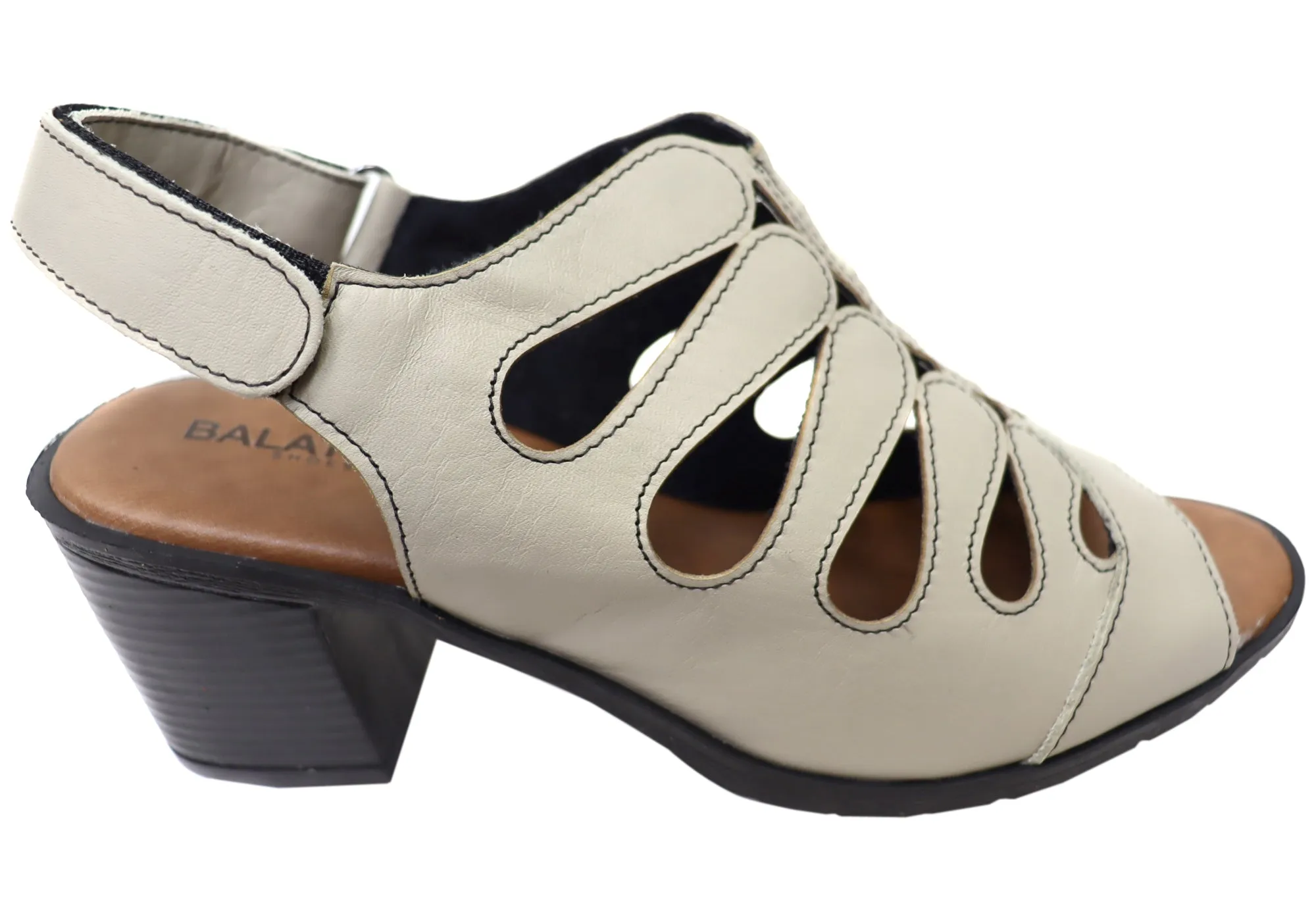 Balatore Cecillia Womens Comfort Brazilian Leather Mid Heel Sandals Balatore Shoes