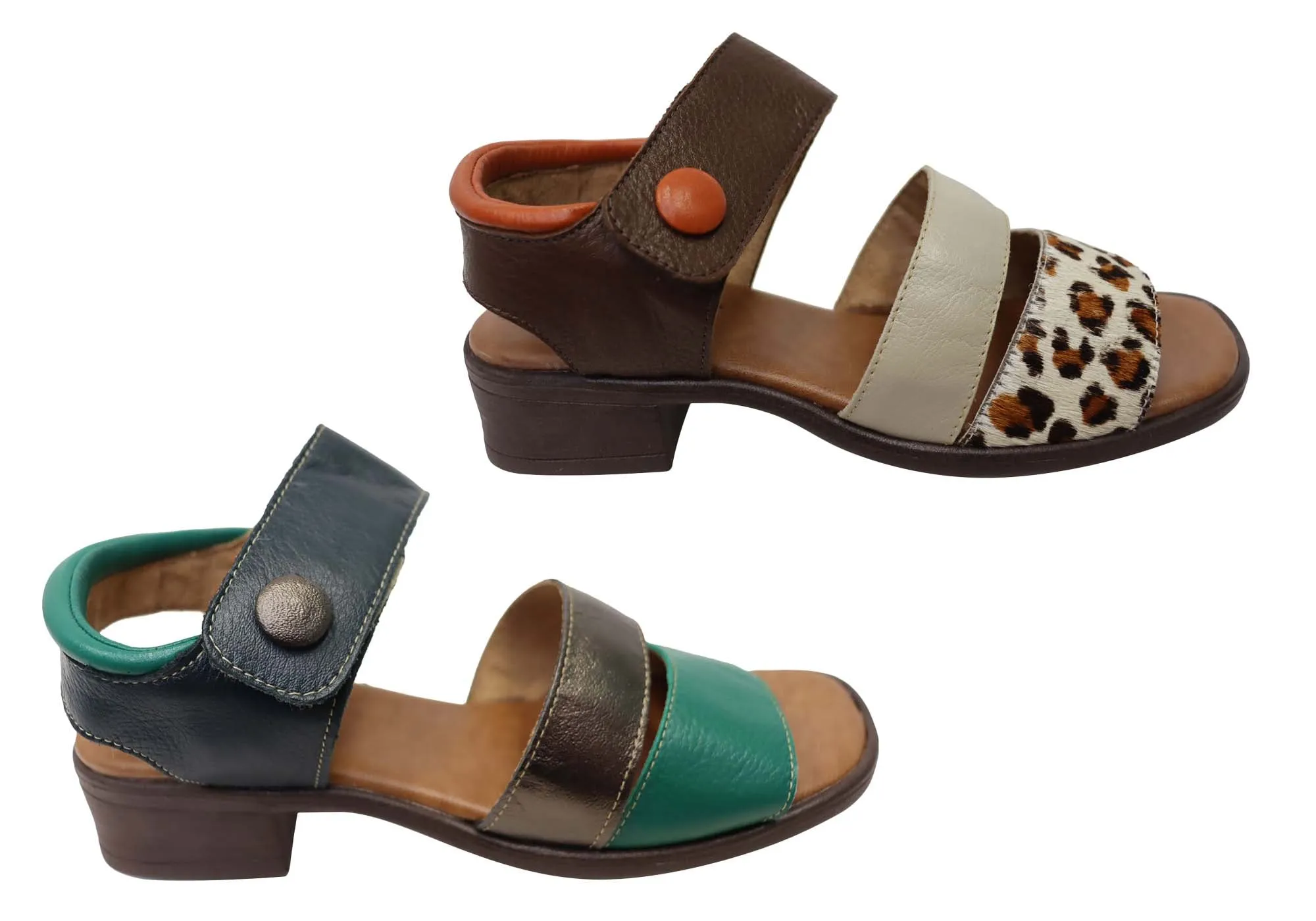 Balatore Daphe Womens Comfortable Brazilian Leather Low Heel Sandals Balatore Shoes