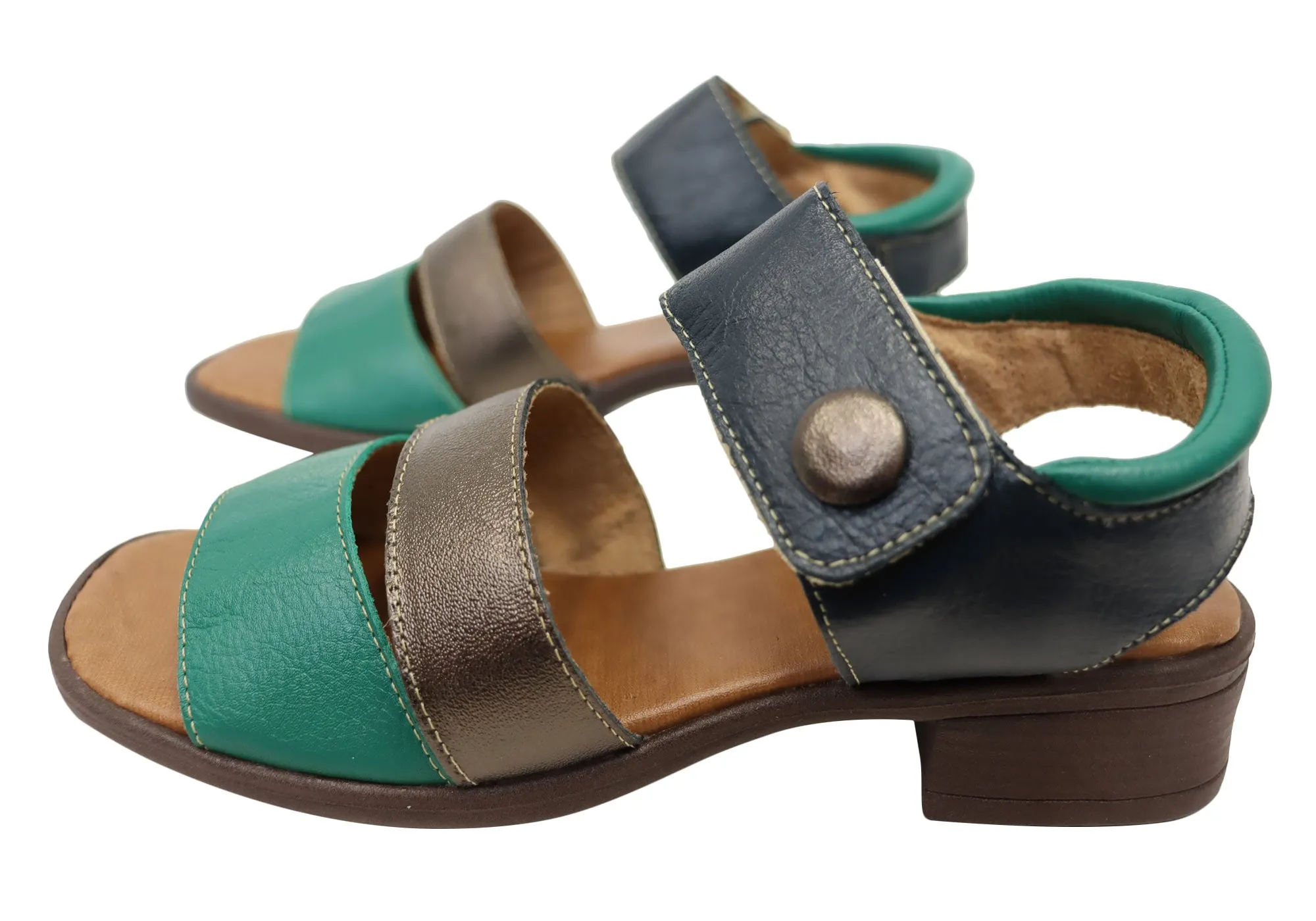 Balatore Daphe Womens Comfortable Brazilian Leather Low Heel Sandals Balatore Shoes