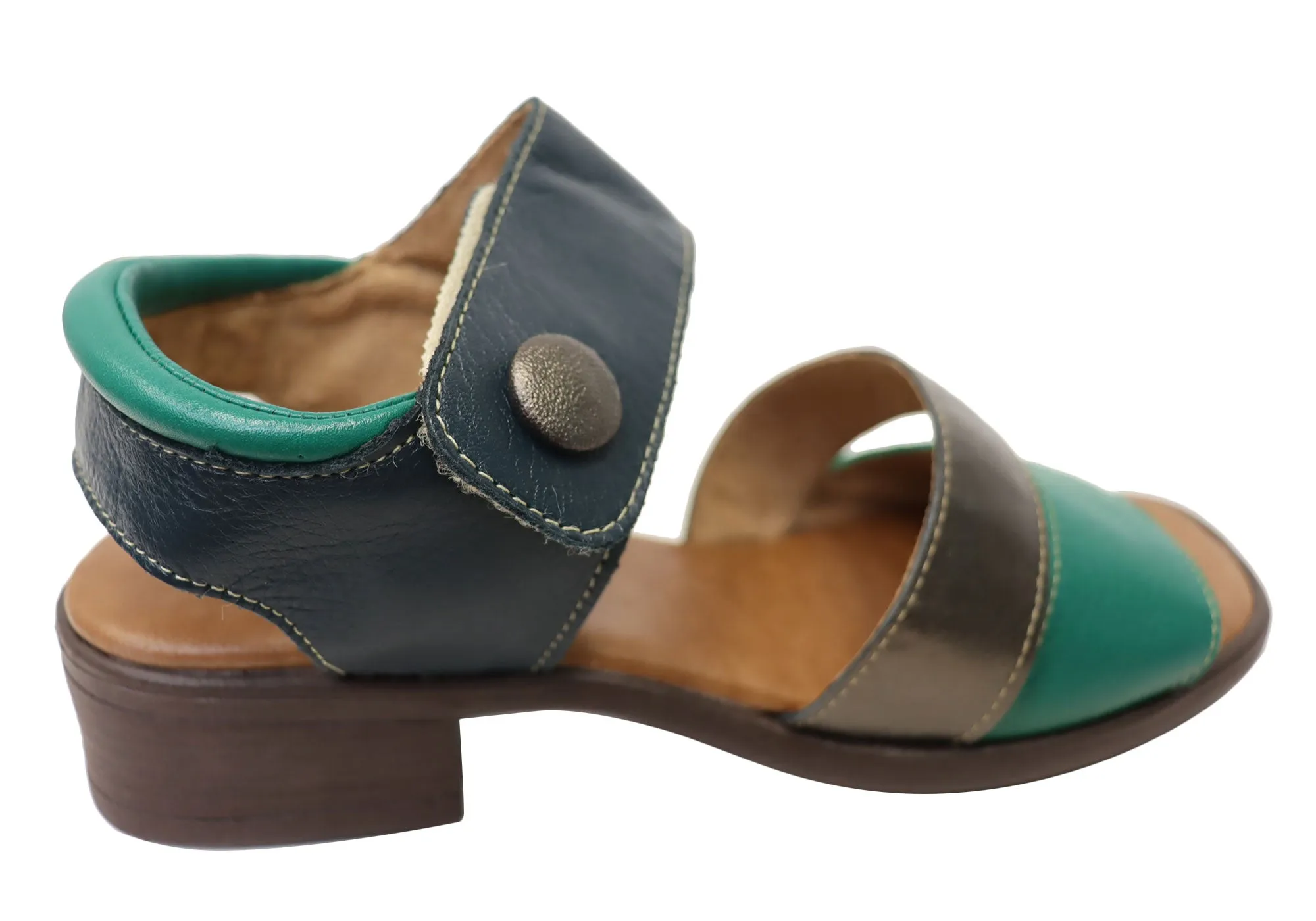 Balatore Daphe Womens Comfortable Brazilian Leather Low Heel Sandals Balatore Shoes