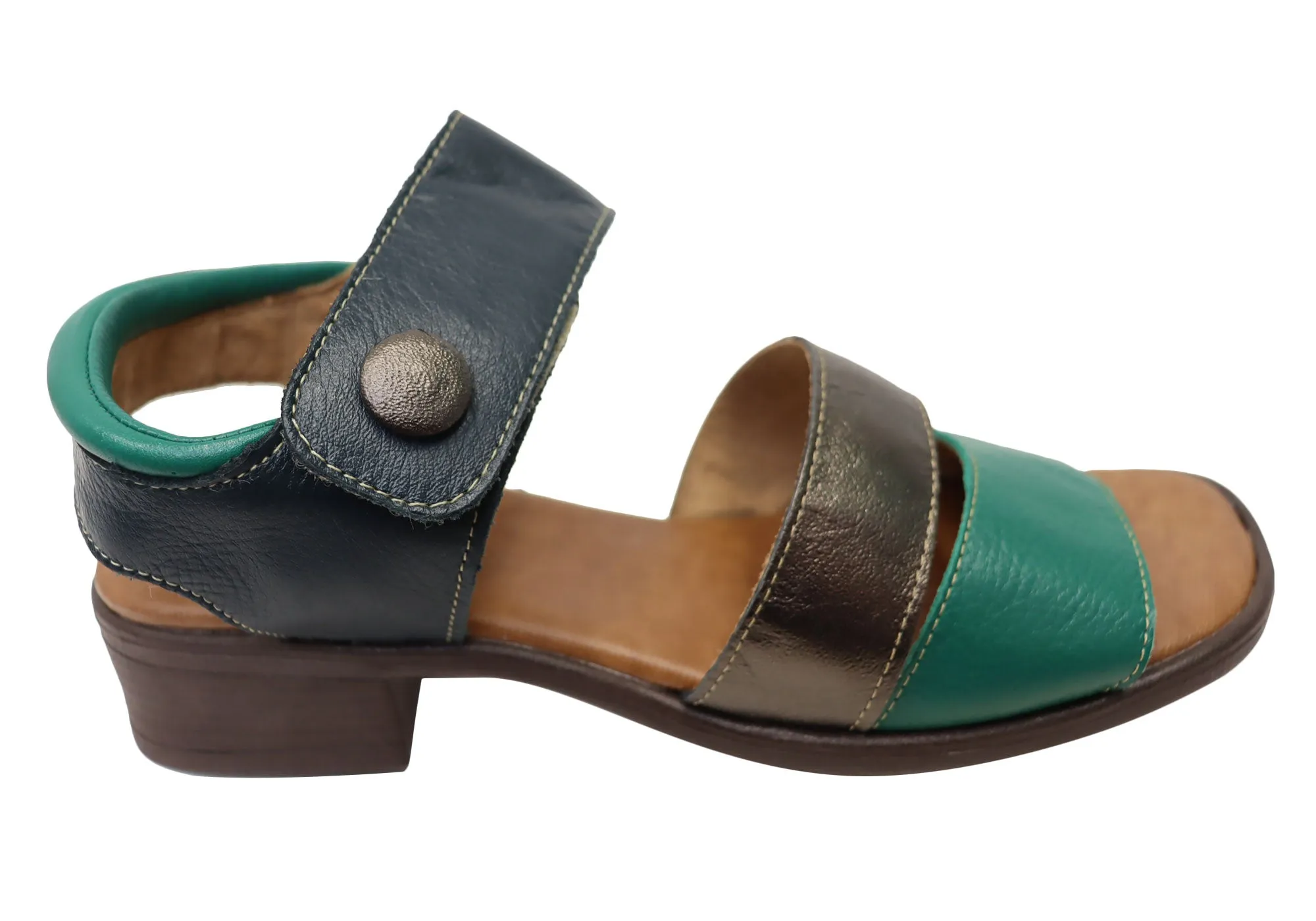 Balatore Daphe Womens Comfortable Brazilian Leather Low Heel Sandals Balatore Shoes