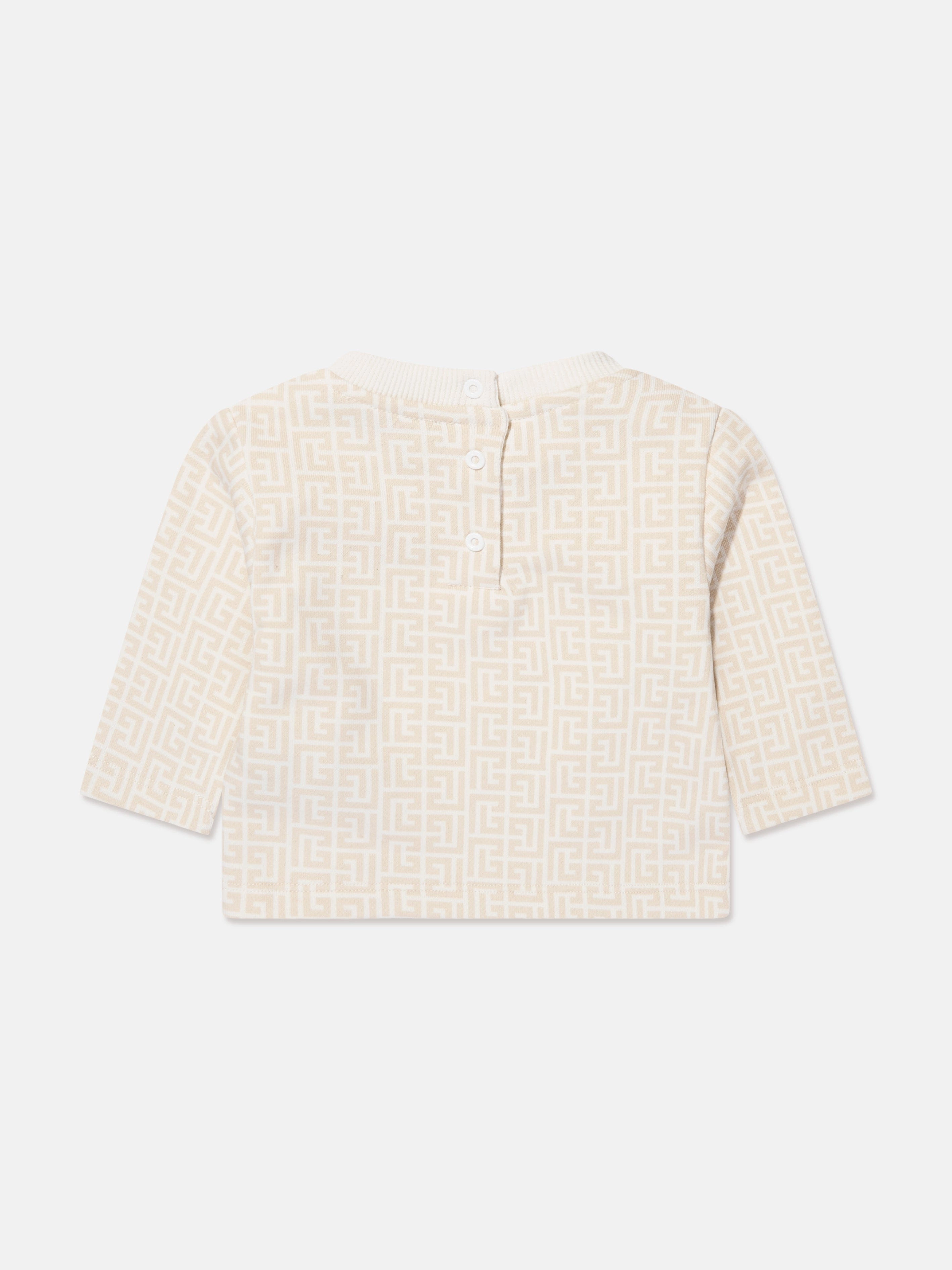 Balmain Baby Printed Fleece Sweatshirt in Ivory