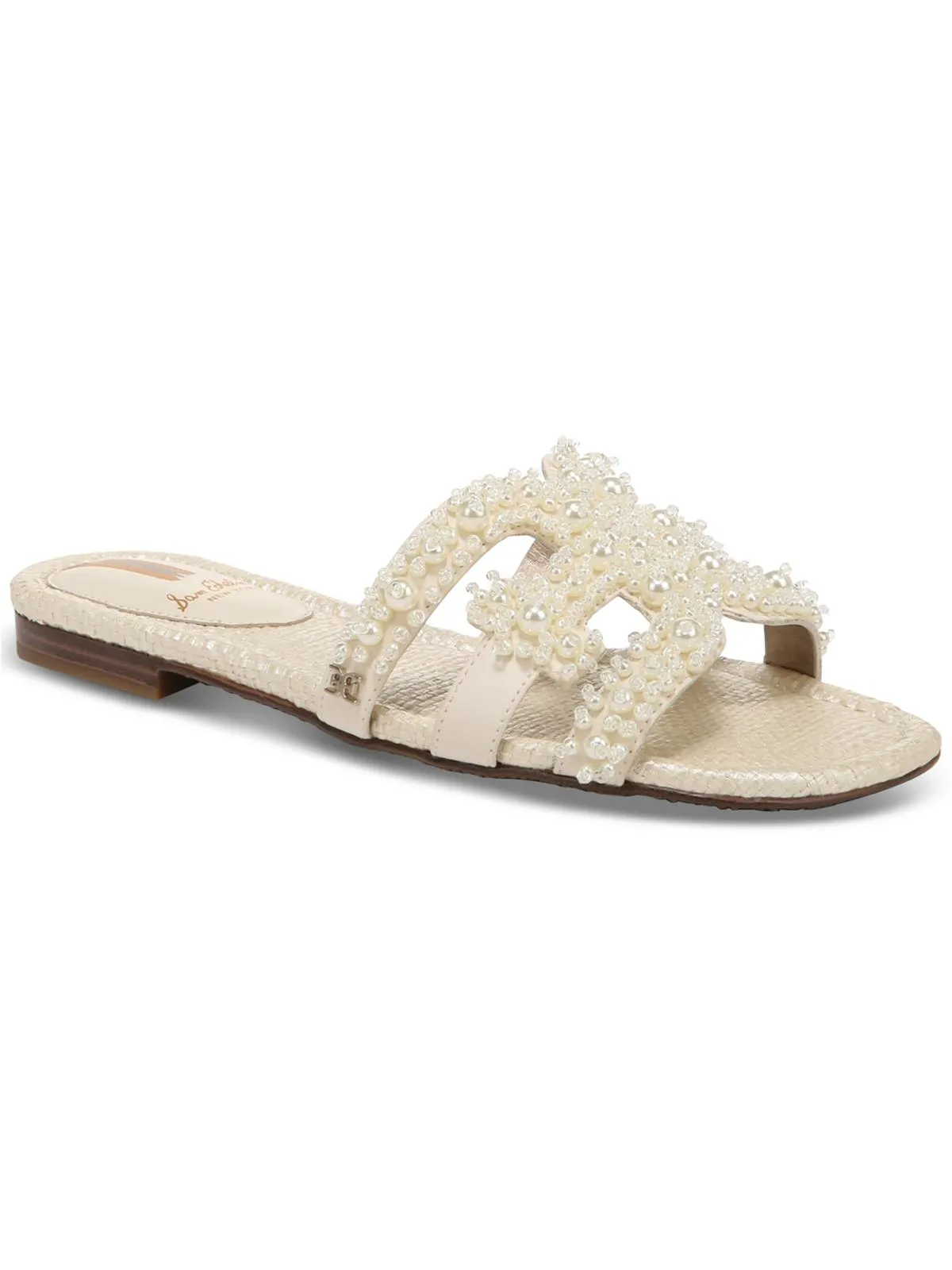 bay perla Womens Embellished Slip On Slide Sandals