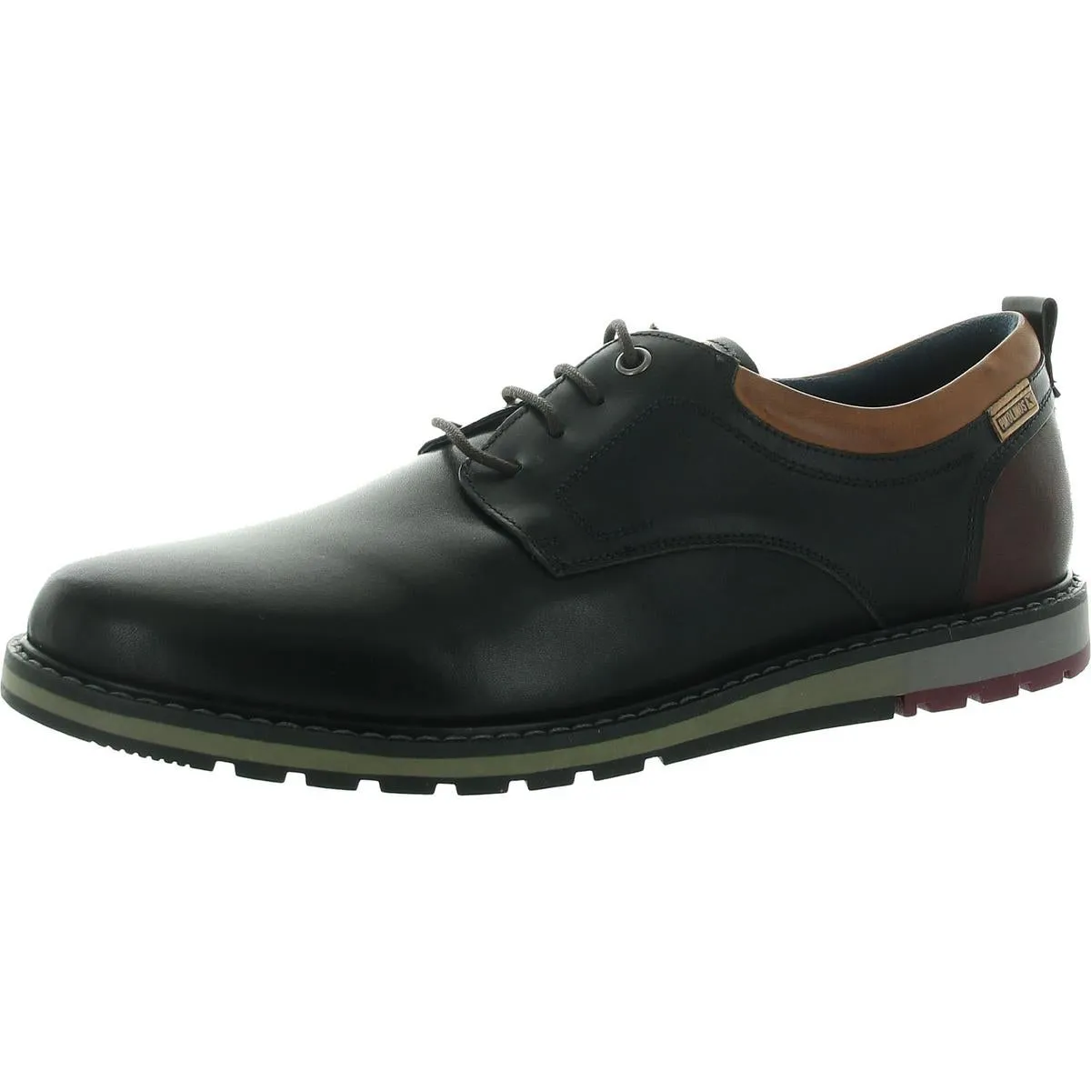 BERNA Mens Cushioned Footbed Leather Derby Shoes
