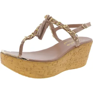 BHFO Womens Chain Manmade Platform Heels