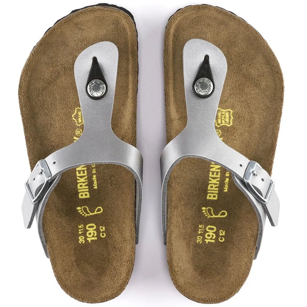 Birkenstock Girl's Gizeh Silver Birko-Flor (Sizes 30-34) Birkenstock Shoes