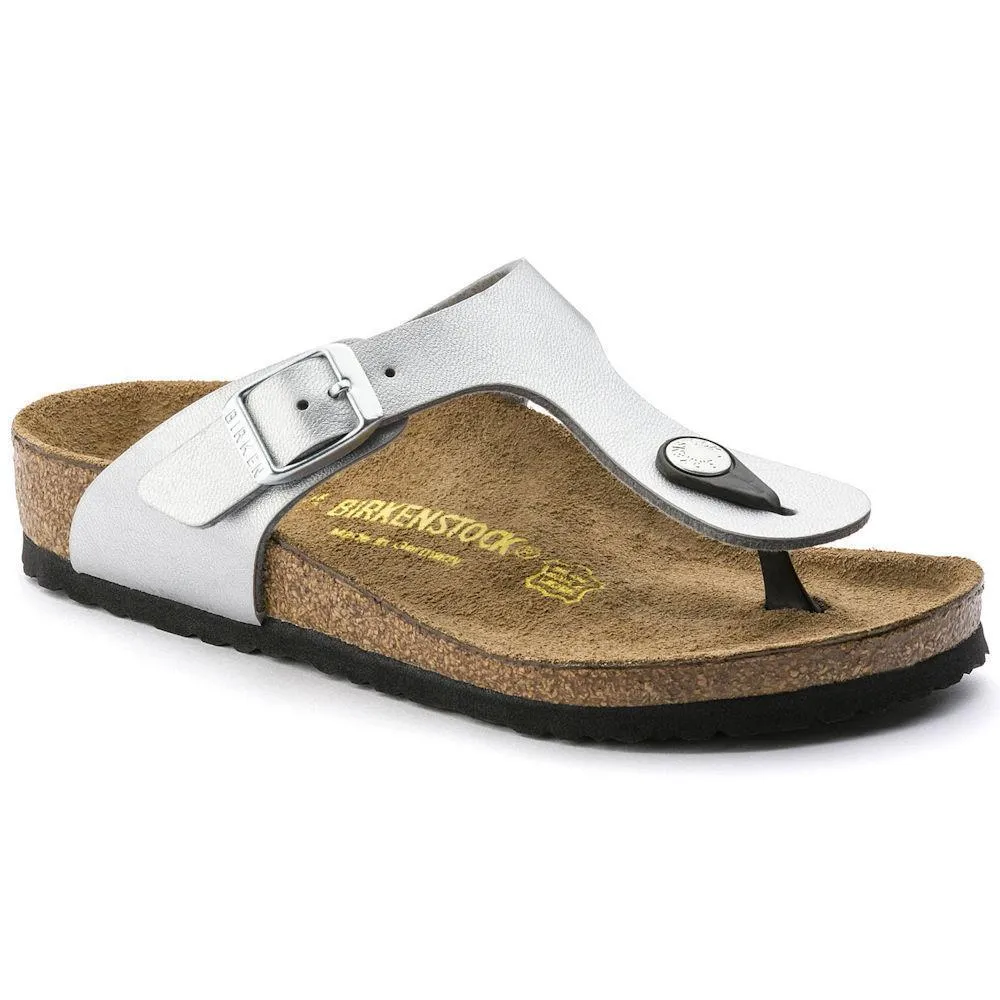 Birkenstock Girl's Gizeh Silver Birko-Flor (Sizes 30-34) Birkenstock Shoes