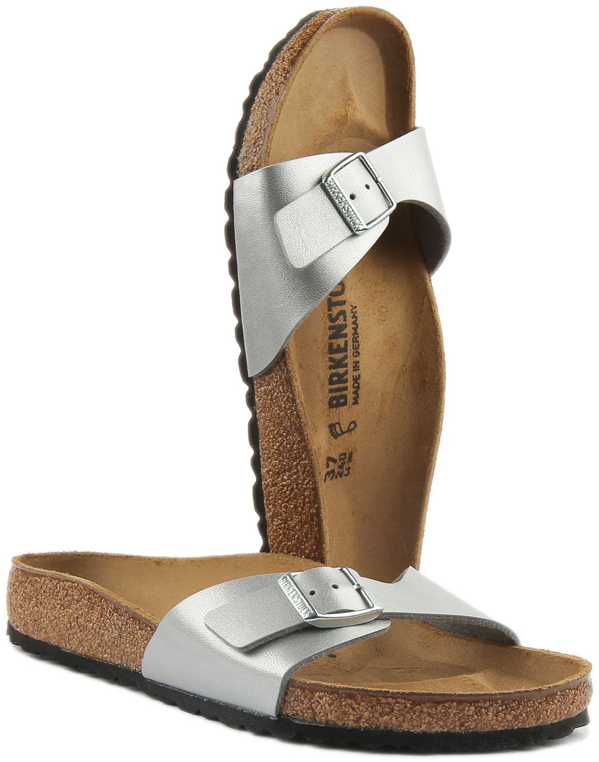 Birkenstock Madrid Sandals In Silver | Regular Fit Shoes Birkenstock