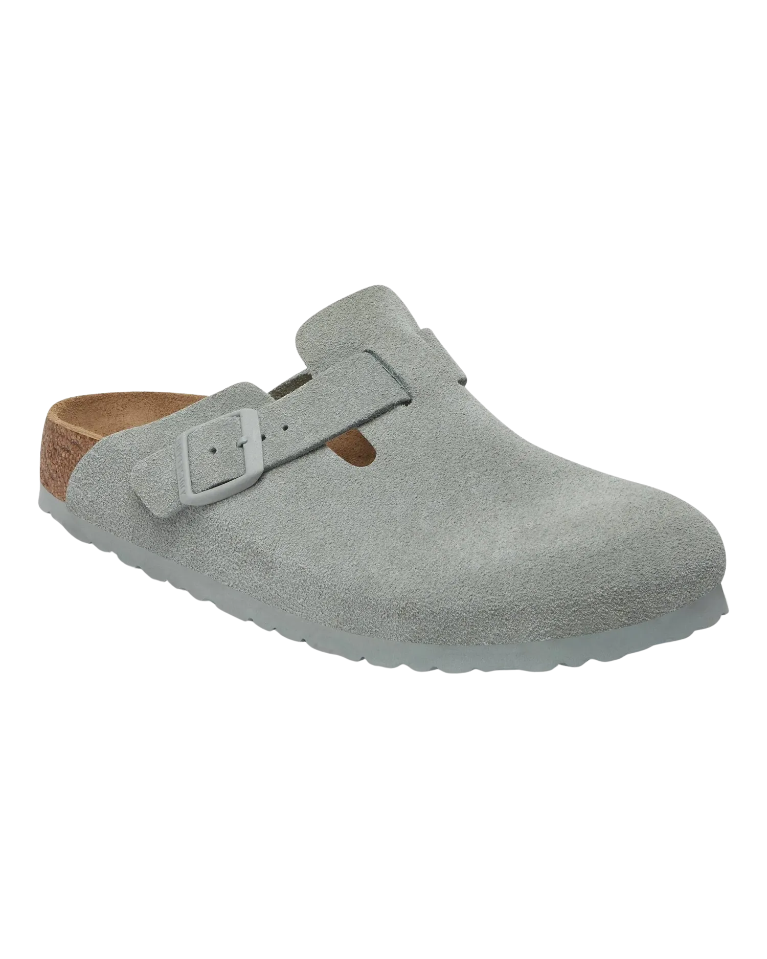 Birkenstock Shoes Boston Suede Leather Sandals in Pure Sage
