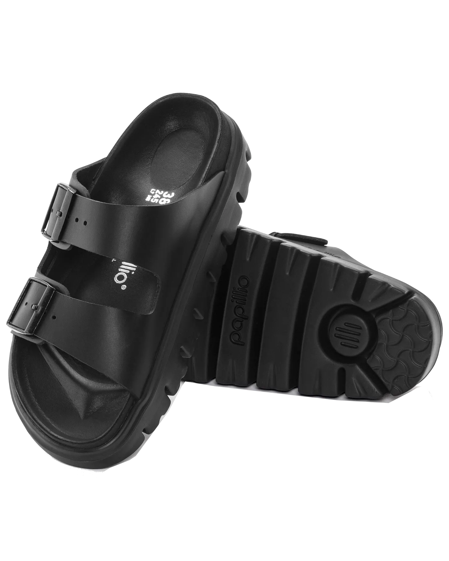 Birkenstock Shoes Papillio Arizona Chunky Natural Leather Sandals in Black