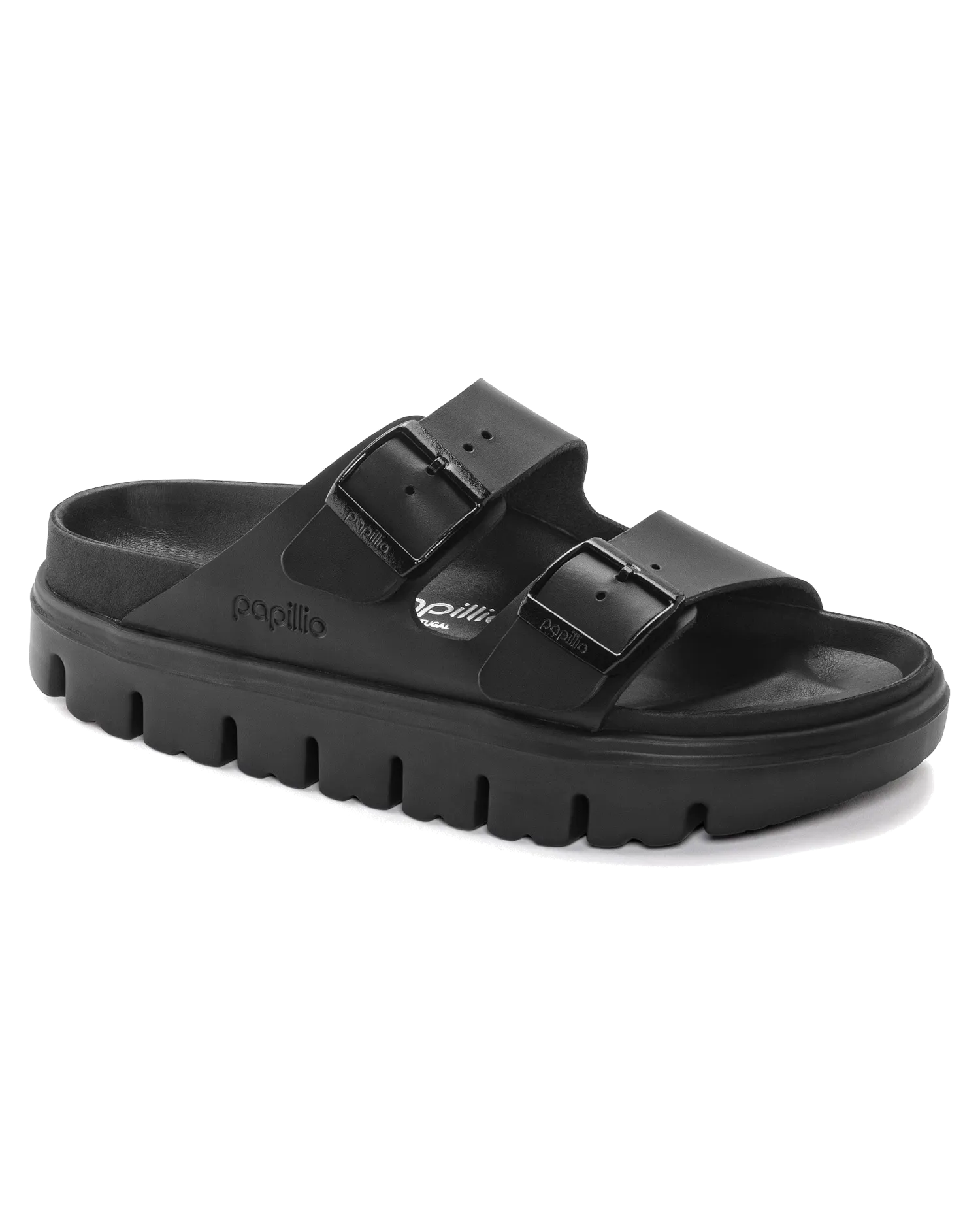 Birkenstock Shoes Papillio Arizona Chunky Natural Leather Sandals in Black