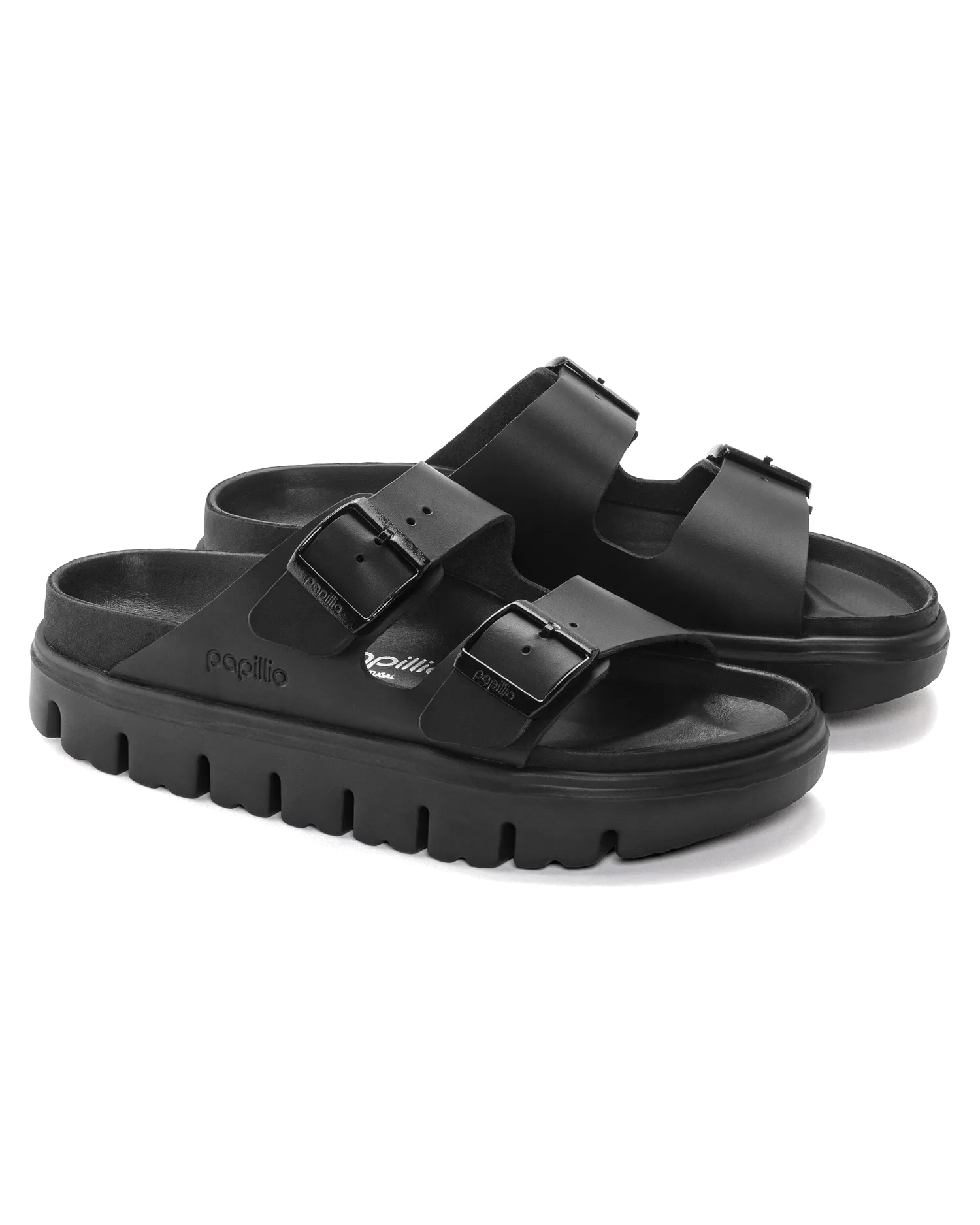 Birkenstock Shoes Papillio Arizona Chunky Natural Leather Sandals in Black