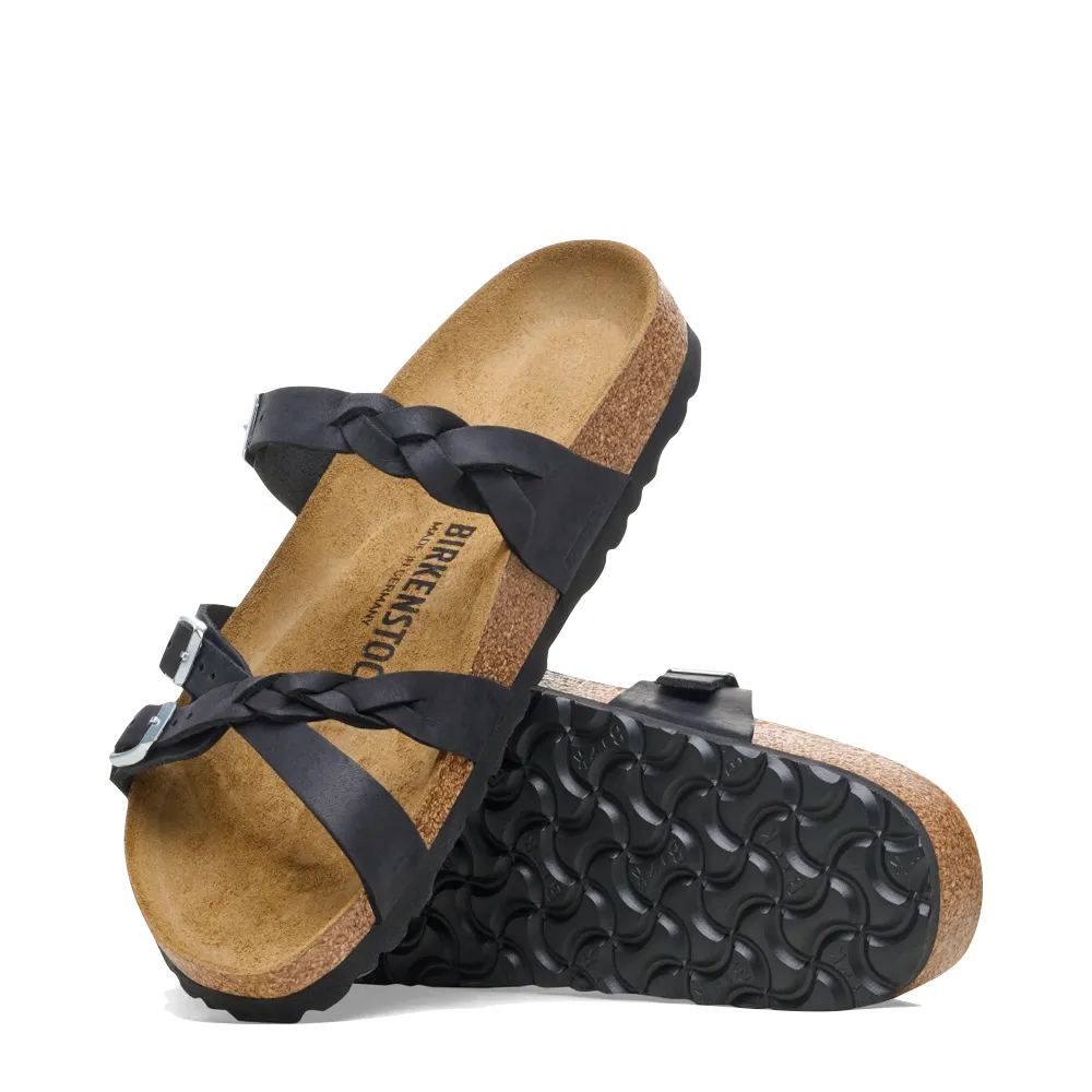 Birkenstock Women's Franca Braided Oiled Leather Sandal in Black