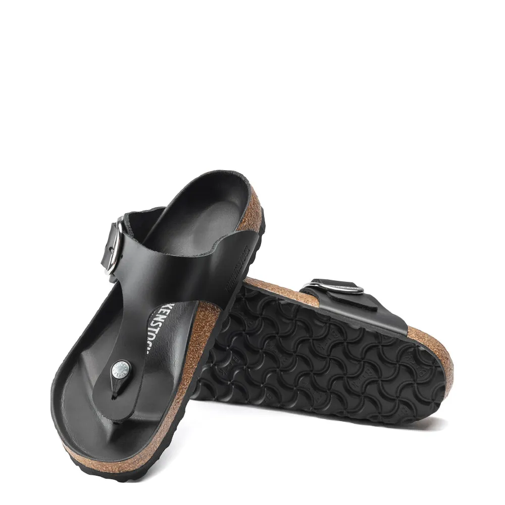 Birkenstock Women's Gizeh Oiled Leather Big Buckle Sandal in Black