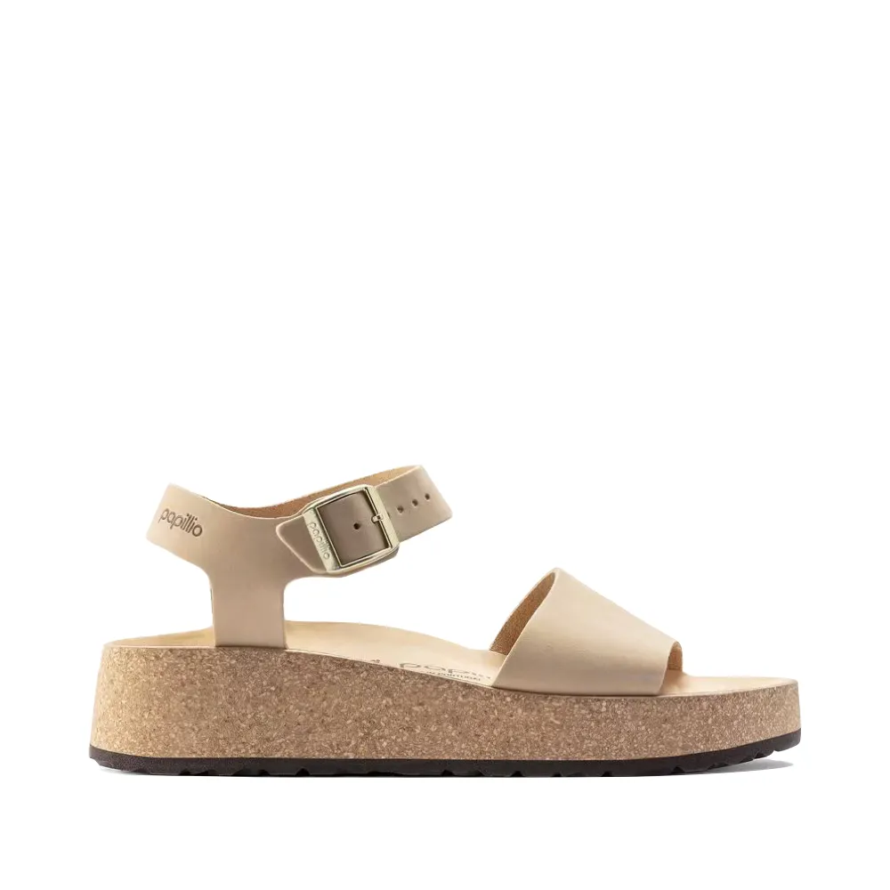 Birkenstock Women's Glenda Nubuck Leather Platform Sandal in Sandcastle Beige