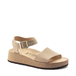 Birkenstock Women's Glenda Nubuck Leather Platform Sandal in Sandcastle Beige