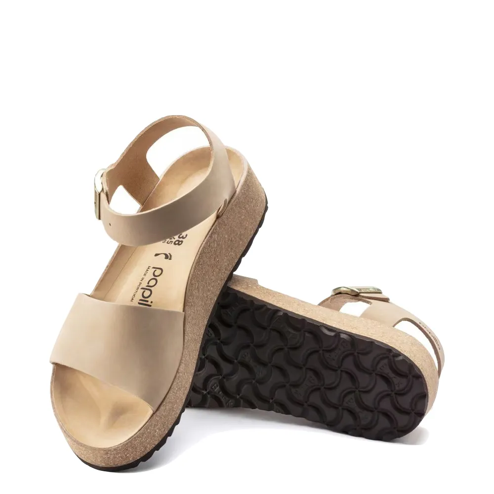 Birkenstock Women's Glenda Nubuck Leather Platform Sandal in Sandcastle Beige