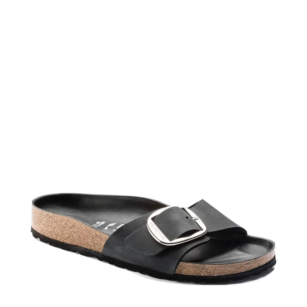 Birkenstock Women's Madrid Big Buckle Oiled Leather Sandal in Black