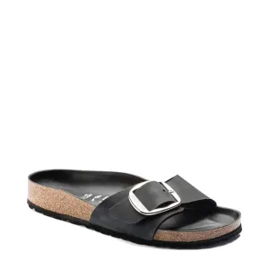 Birkenstock Women's Madrid Big Buckle Oiled Leather Sandal in Black
