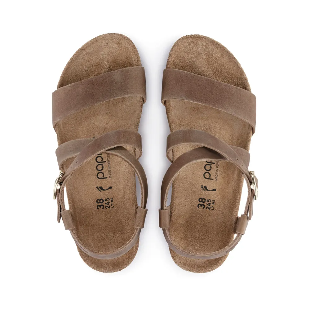 Birkenstock Women's Sibyl Oiled Nubuck Wedge Sandal in Cognac