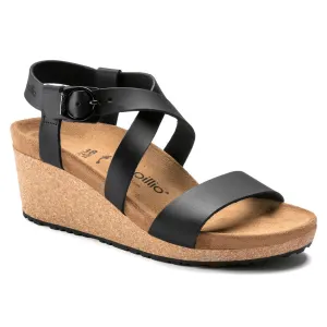 Birkenstock Women's Sibyl Smooth Leather Wedge Sandal in Black