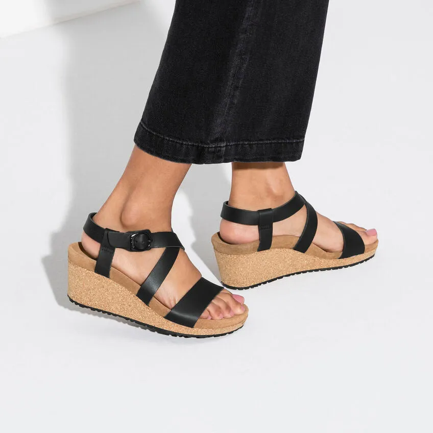 Birkenstock Women's Sibyl Smooth Leather Wedge Sandal in Black