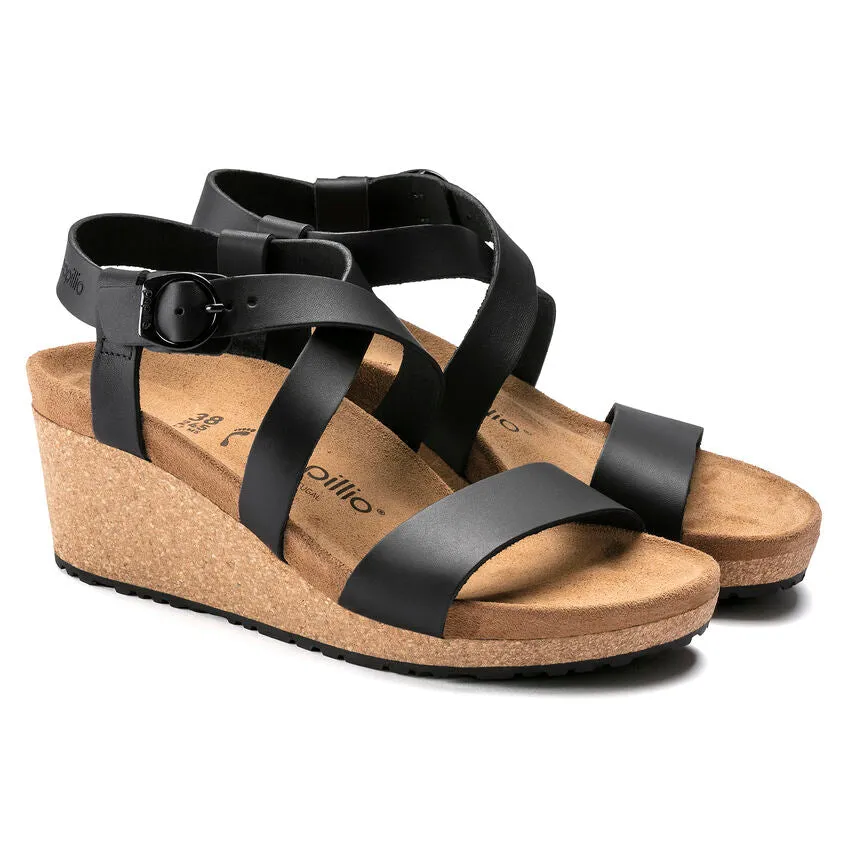 Birkenstock Women's Sibyl Smooth Leather Wedge Sandal in Black
