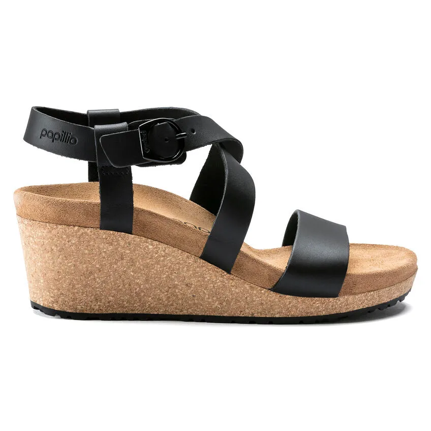 Birkenstock Women's Sibyl Smooth Leather Wedge Sandal in Black