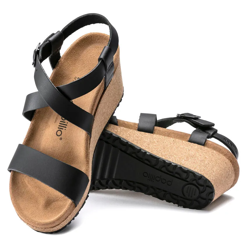 Birkenstock Women's Sibyl Smooth Leather Wedge Sandal in Black