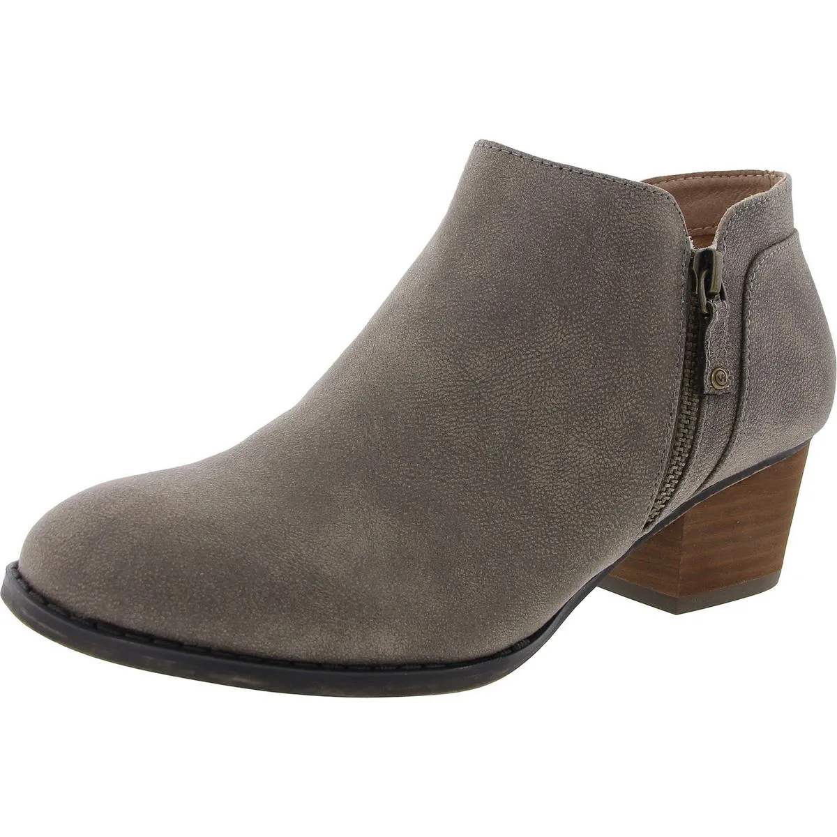 Blake Zip Womens Faux Leather Embossed Shooties