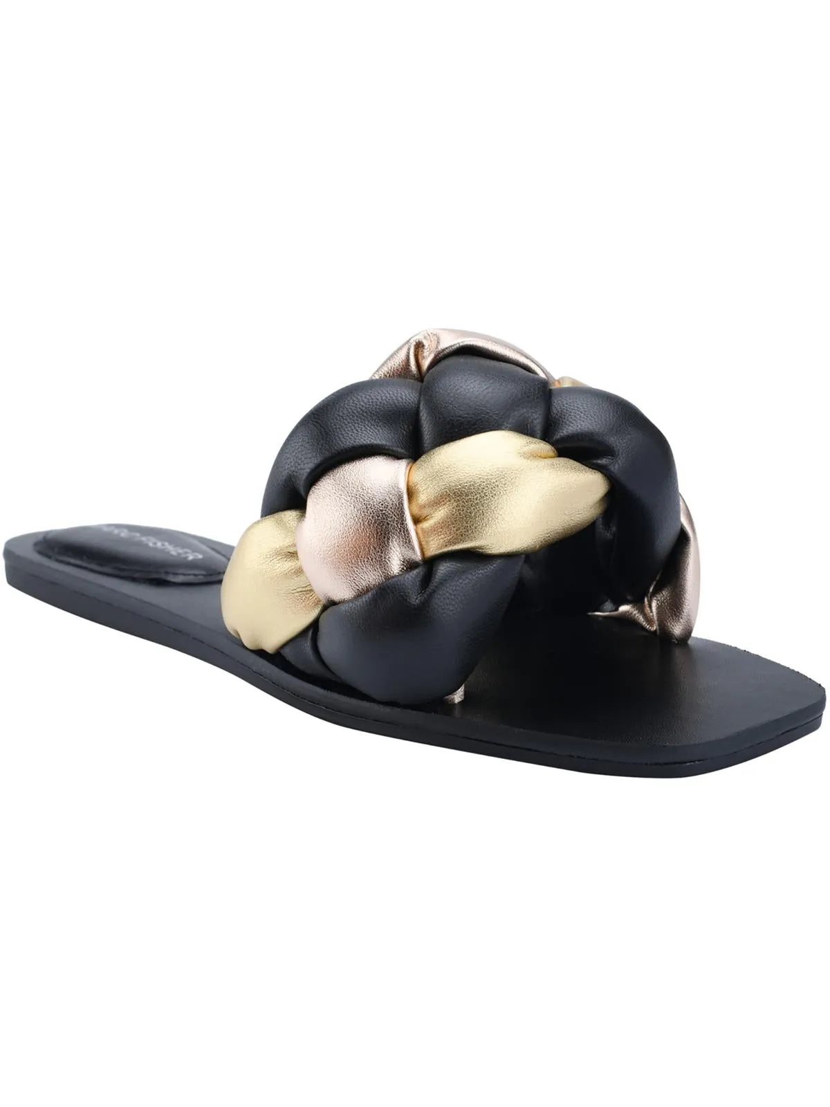 Bolier Womens Faux Leather Braided Slide Sandals