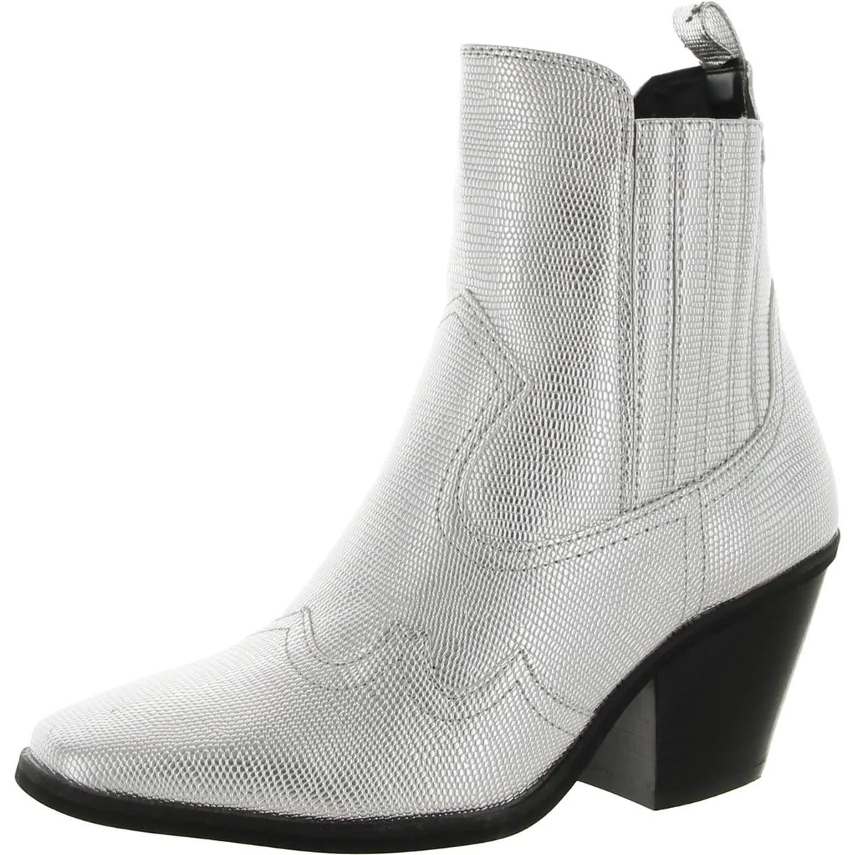 Brazos Womens Faux Leather Embossed Ankle Boots