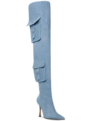 Brittany Womens Denim Over-The-Knee Boots