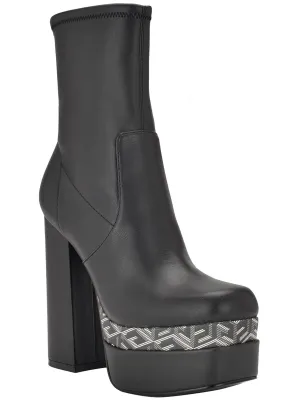 Caballa Womens Faux Leather Heels Mid-Calf Boots