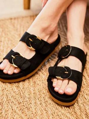 Camellia Vegan Suede Sandals | Black
