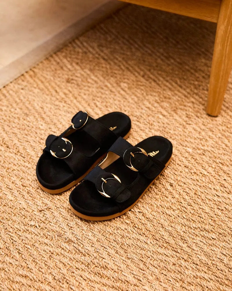 Camellia Vegan Suede Sandals | Black