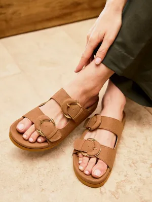 Camellia Vegan Suede Sandals | Mocha