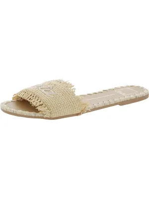 CAMINO Womens Leather Raffia Slide Sandals