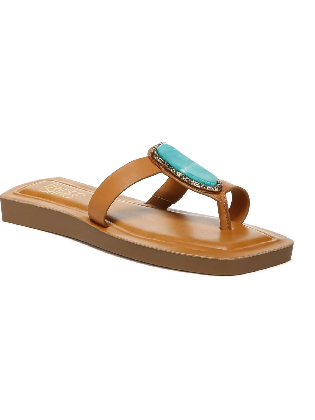 Capri Womens Leather Embellished Thong Sandals