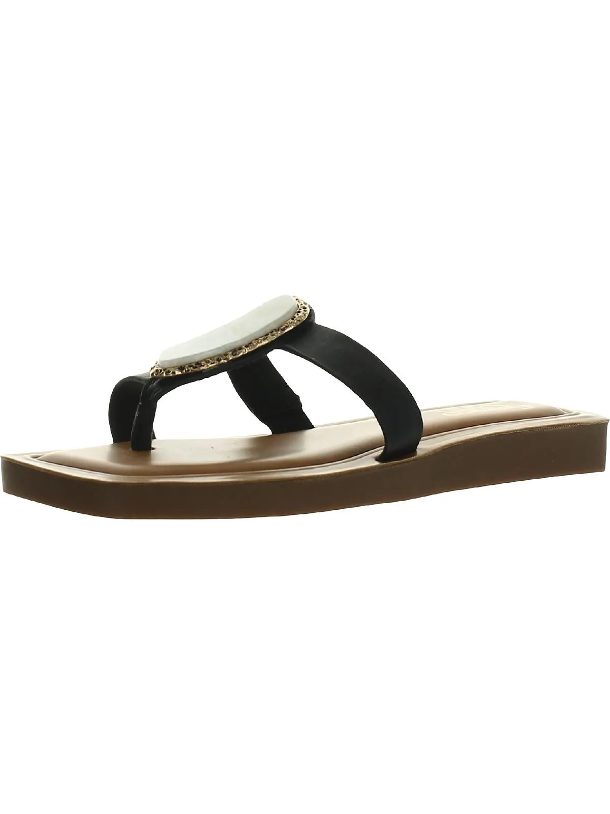 Capri Womens Leather Embellished Thong Sandals